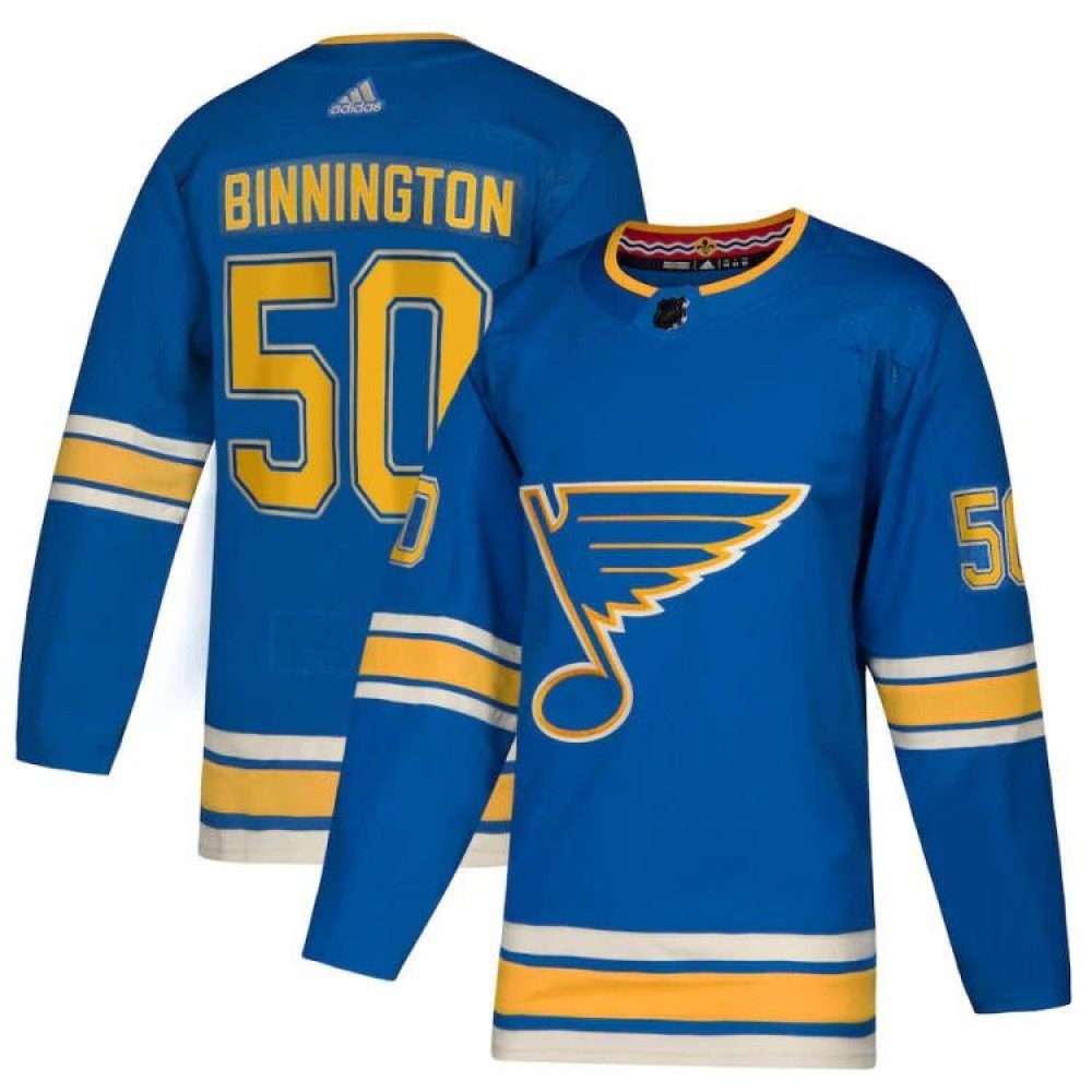 Men's St. Louis Blues Jordan Binnington #50 adidas Light Blue Alternate Authentic Jersey-Pro Kit Vault | Brand New 26/27 Sports Jerseys